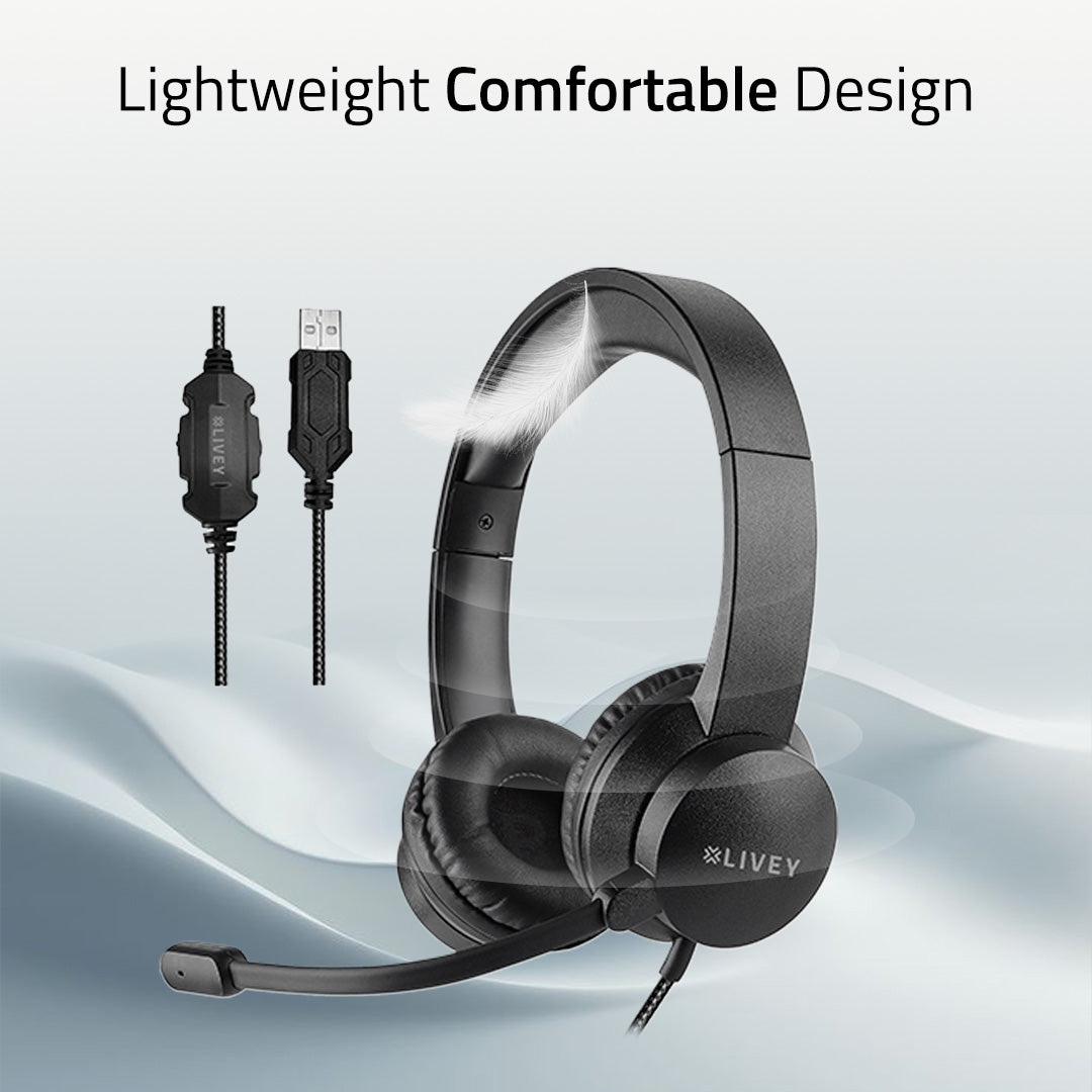 LIVEY 320DU Plus Headset with ENC Mic & Stereo Sound