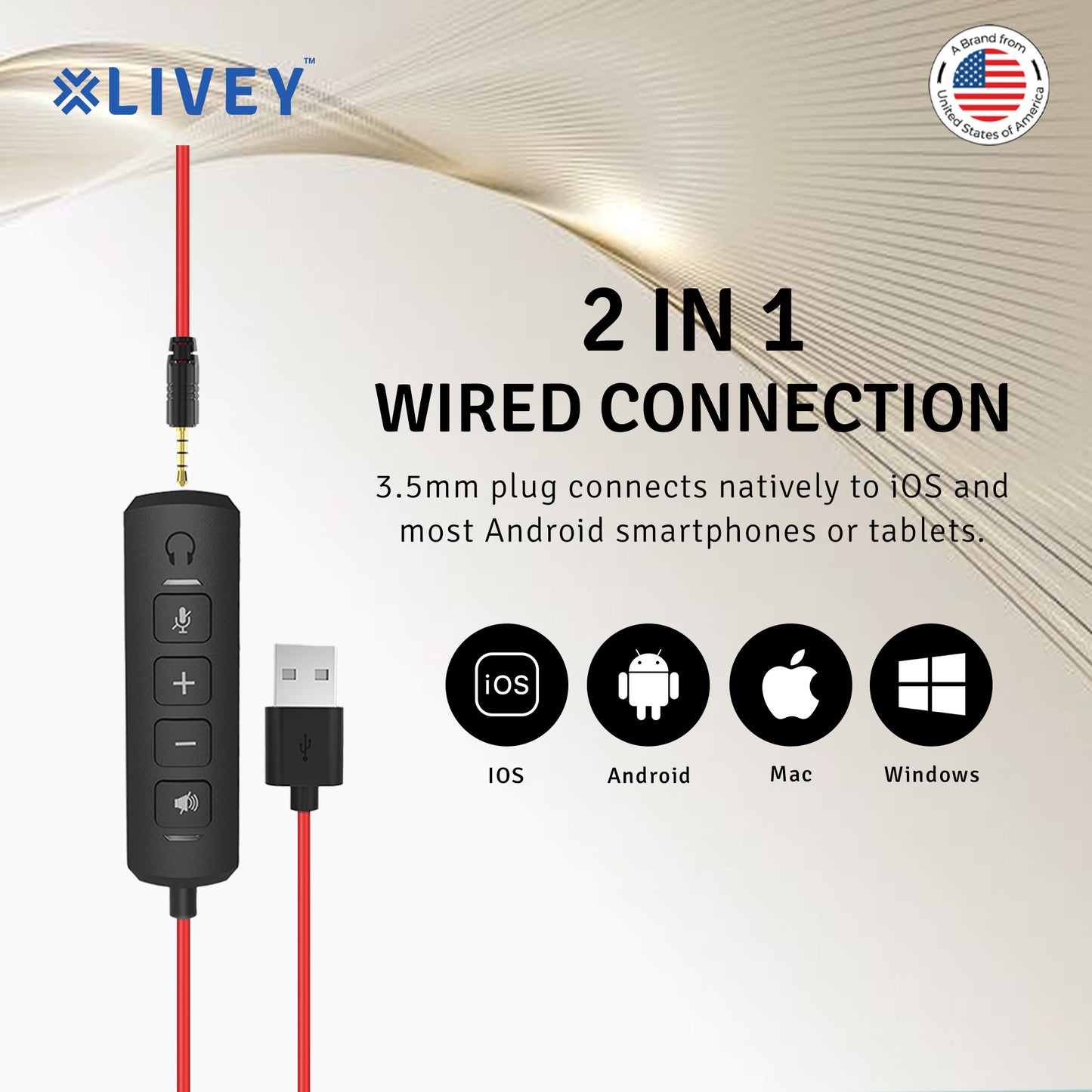 LIVEY Audixa 415DJU Dual Option 3.5mm+USB Headset