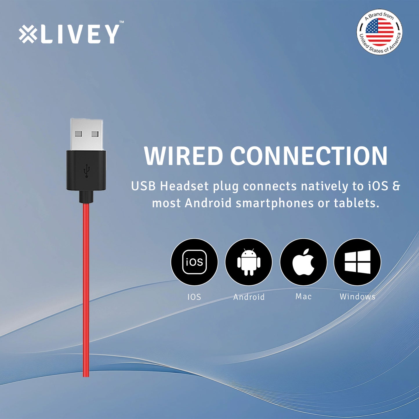 LIVEY 500DM AINC USB Headset, Optimized for MS Teams, UC