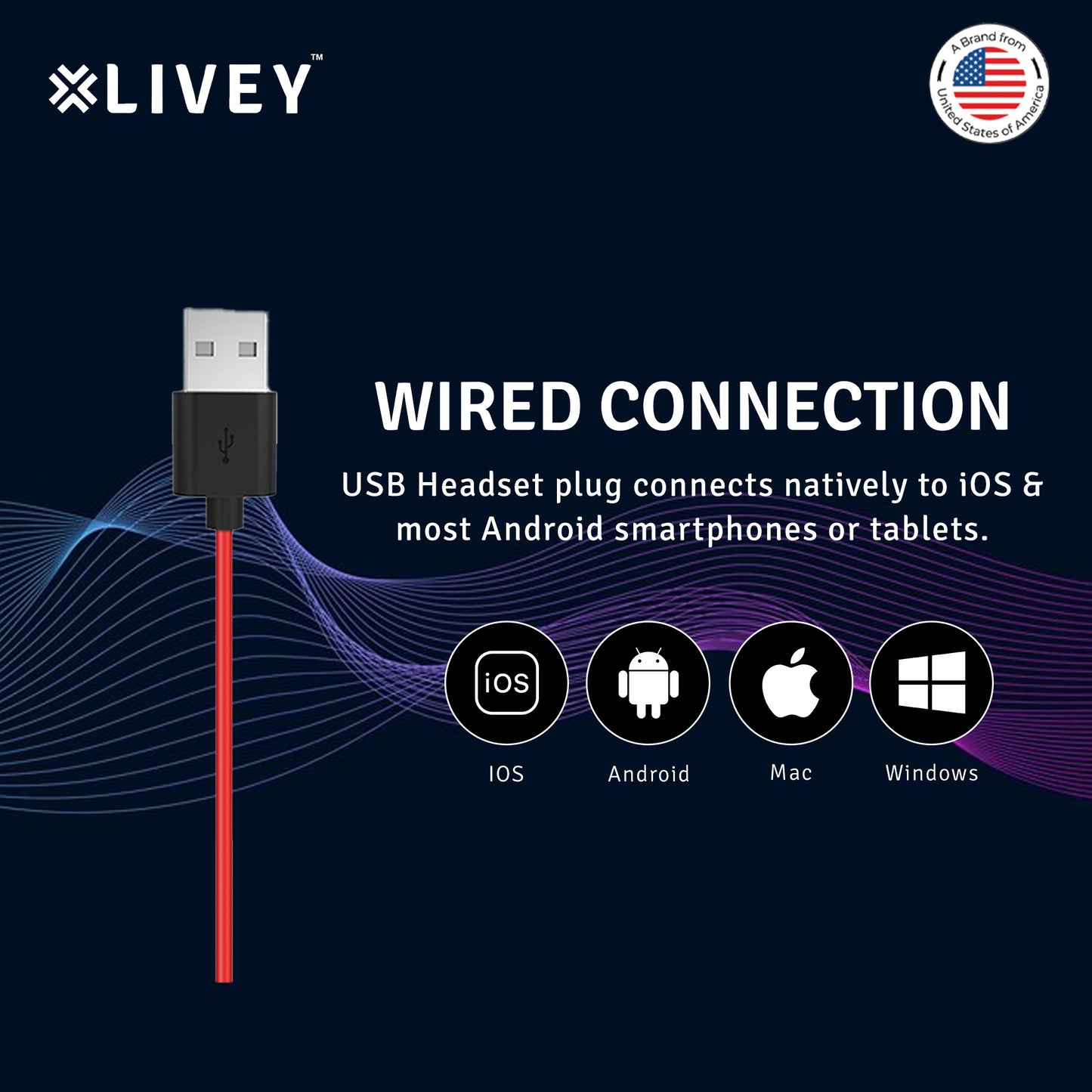 LIVEY 510DM ENC USB Headset, Optimized for MS Teams, UC