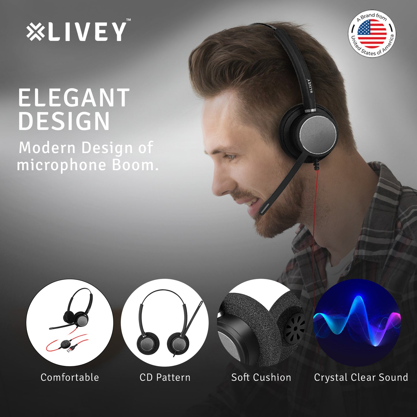 LIVEY 510DU ENC USB Headset, Optimized for UC