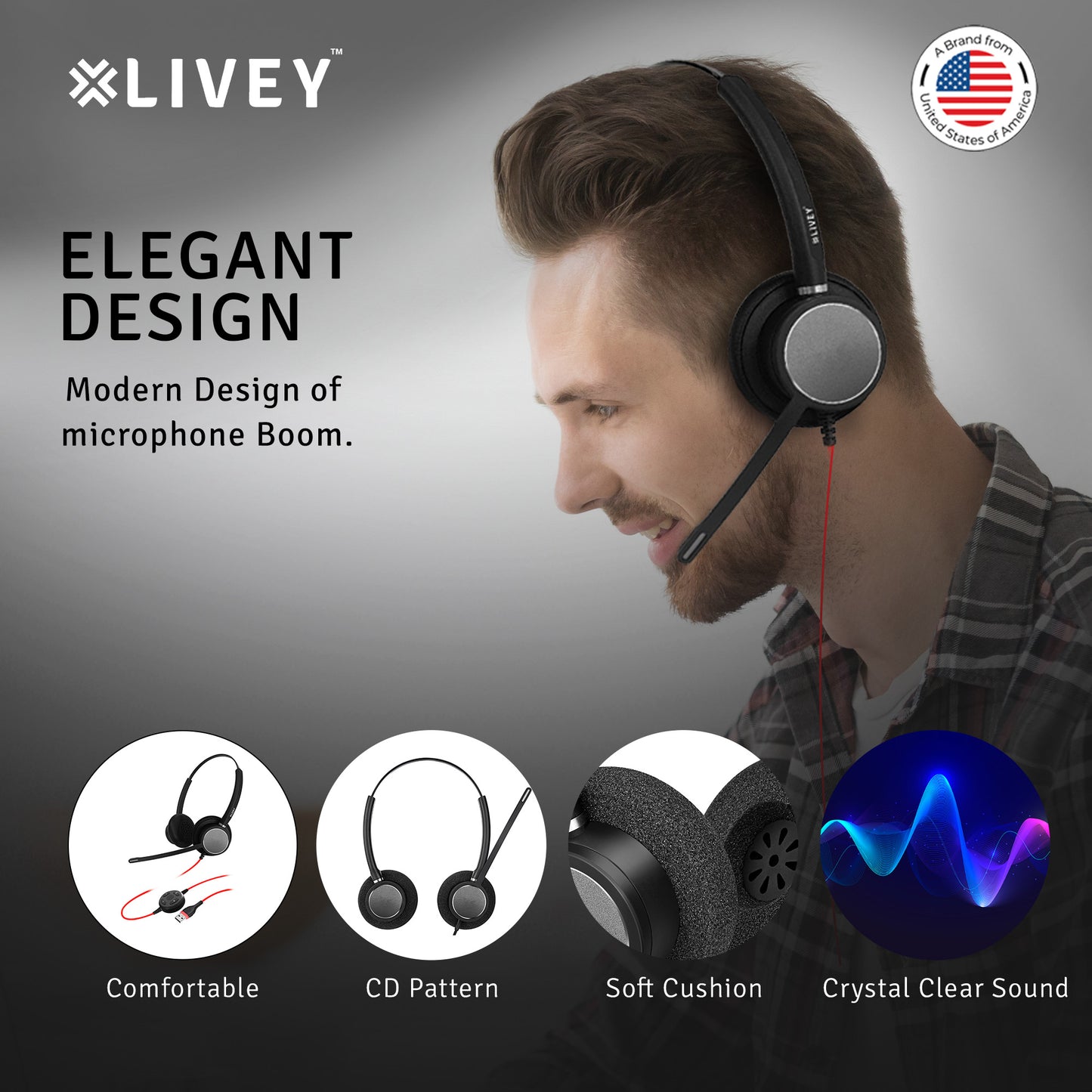 LIVEY 510DM ENC USB Headset, Optimized for MS Teams, UC