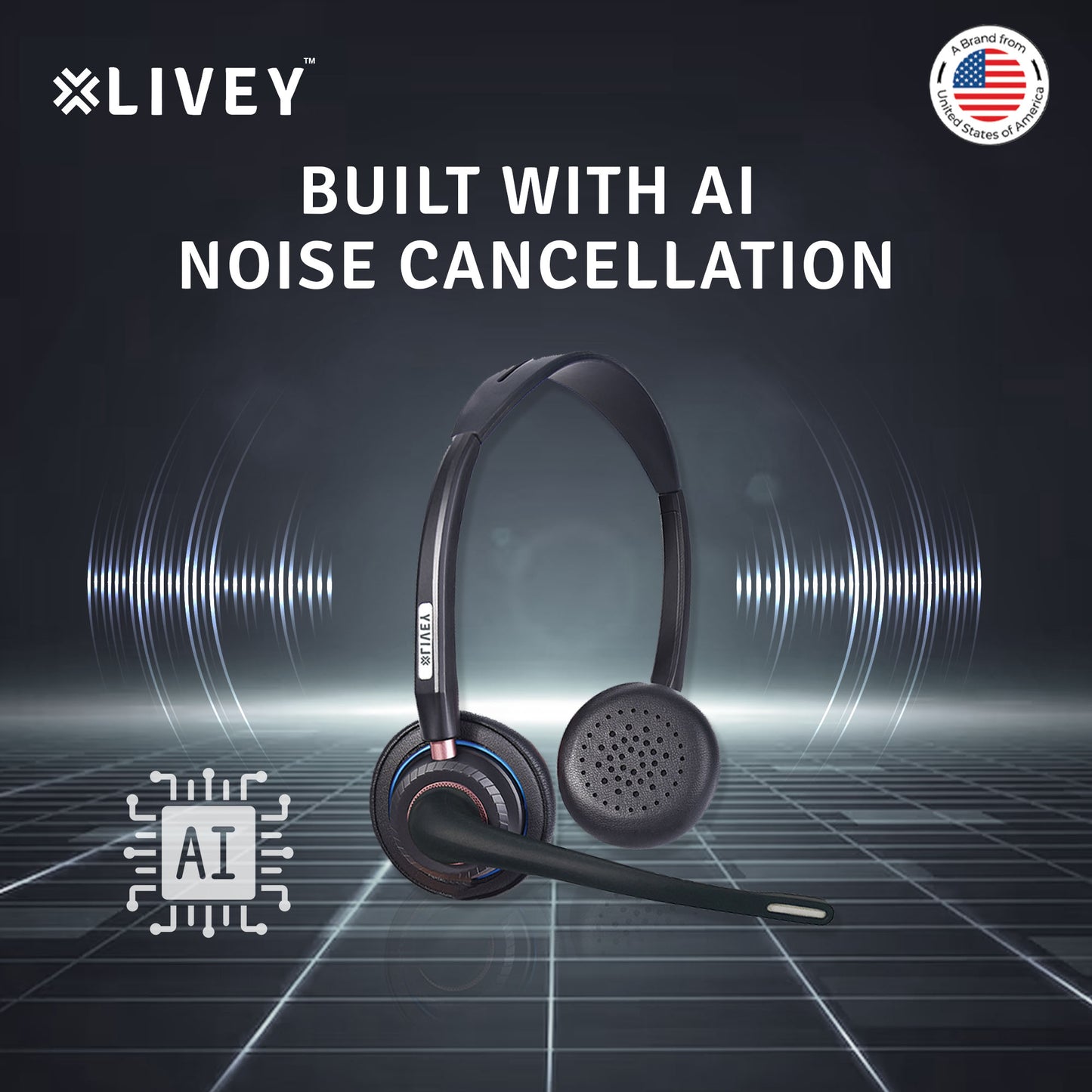 LIVEY 815DM AINC USB Headset, Optimized for MS Teams, UC