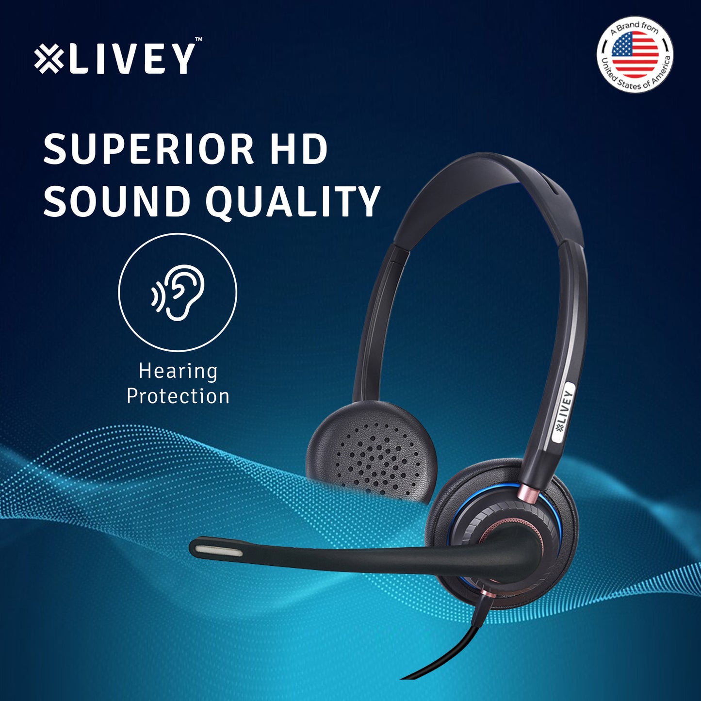 LIVEY 815DM AINC USB Headset, Optimized for MS Teams, UC