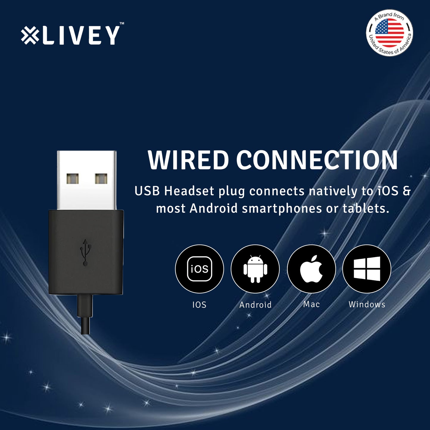 LIVEY 815DM AINC USB Headset, Optimized for MS Teams, UC