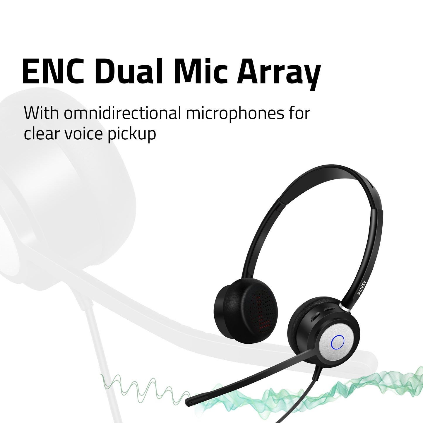 LIVEY 550DM AINC USB Headset, Optimized for MS Teams, UC Headset