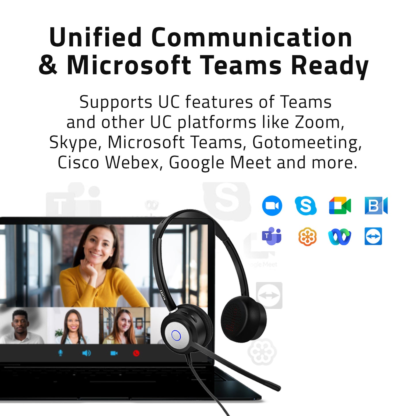 LIVEY 550DM AINC USB Headset, Optimized for MS Teams, UC Headset