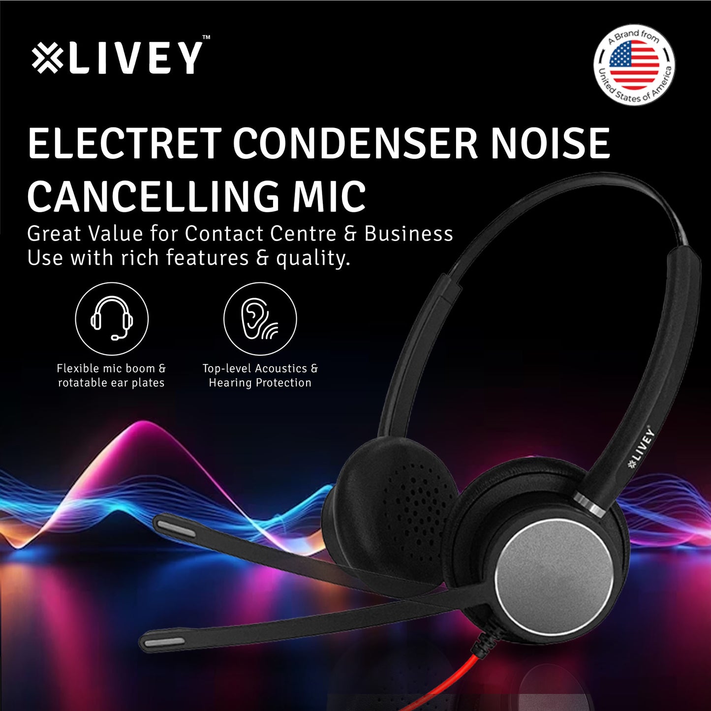 LIVEY 510DM ENC USB Headset, Optimized for MS Teams, UC