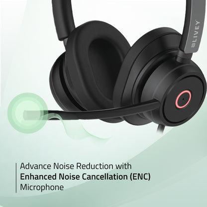 LIVEY 600DM-AINC USB Headset with ENC Mic & Busy Light