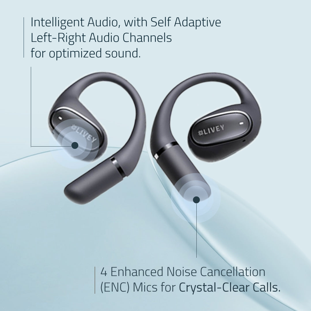 LIVEY Audixa OpenEar 770BT Headset with AI Environmental Noise Cancellation Algorithm, Engineered for All-Day Comfort!