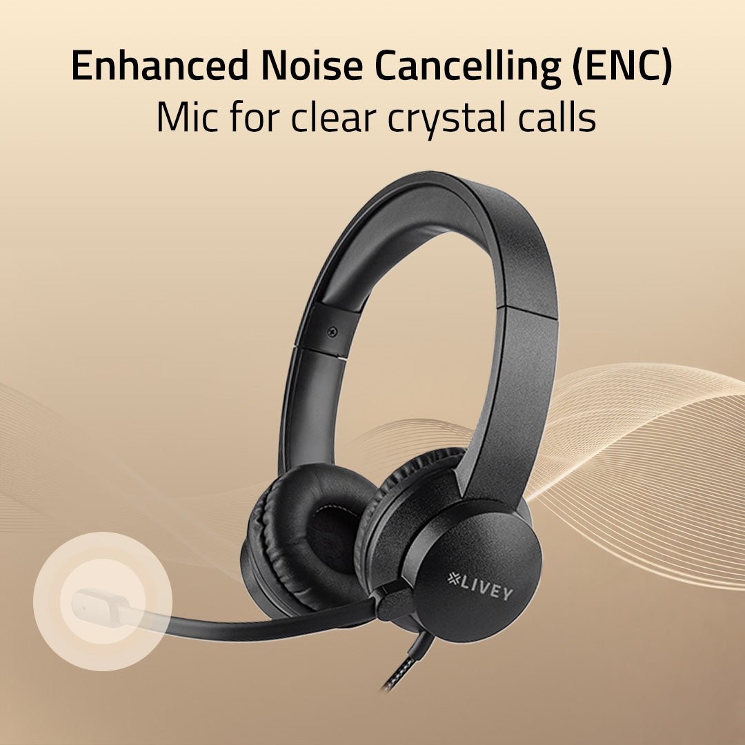 LIVEY 320DU Headset with Noise Canceling Mic & Stereo Sound