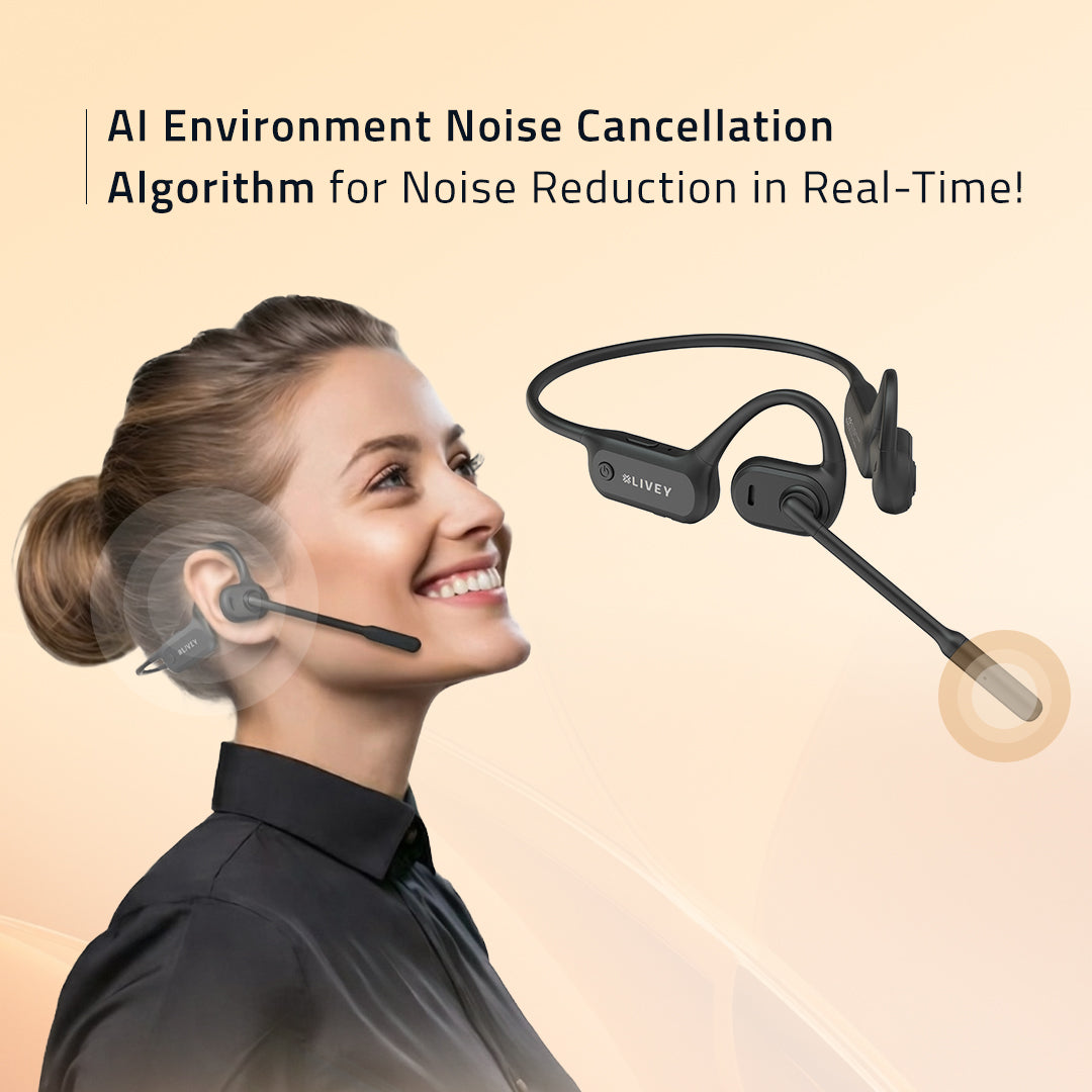 OpenEar 750BT Wireless Headset AI Environmental Noise Cancellation Algorithm, Engineered for All-Day Comfort