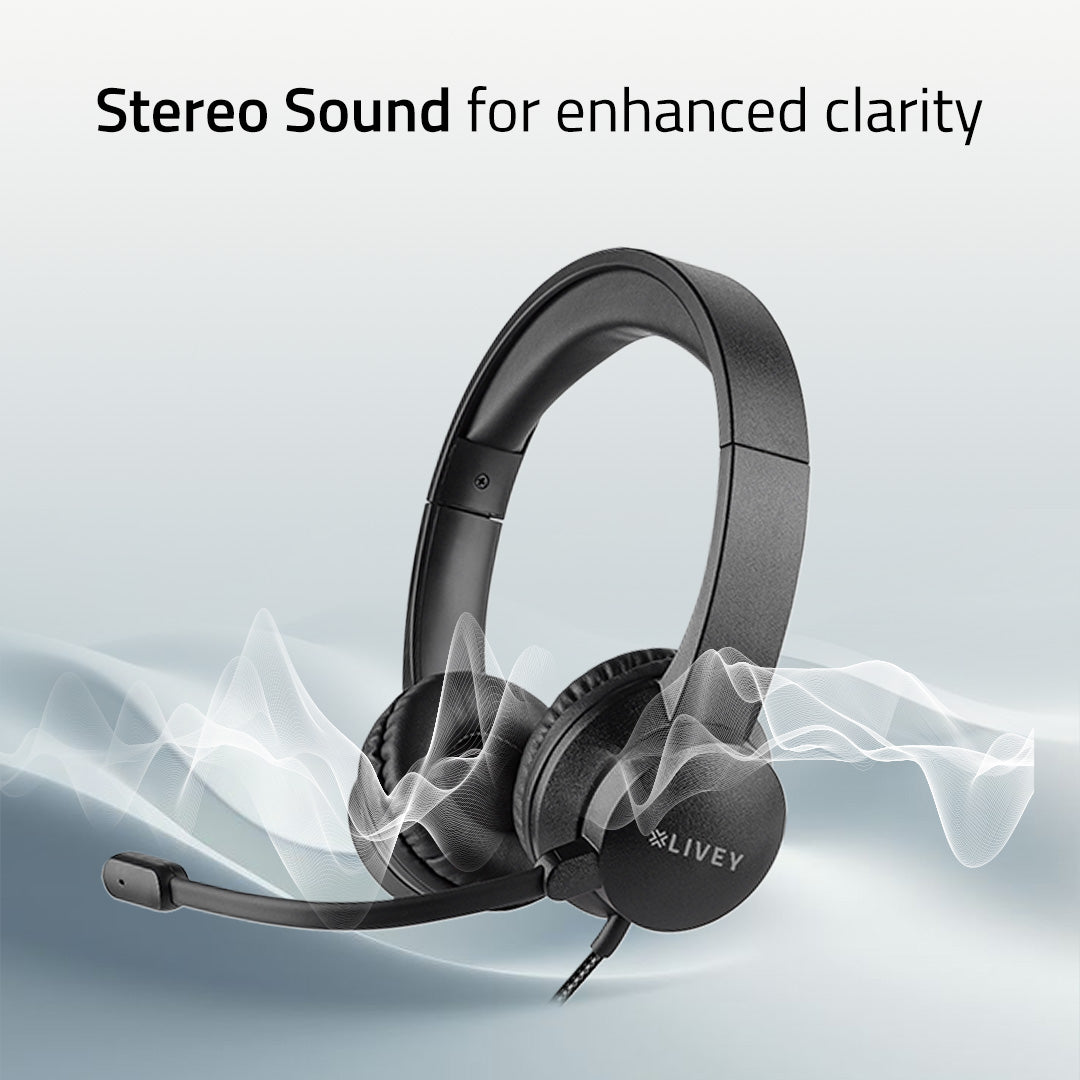 LIVEY 320DU Plus Headset with ENC Mic & Stereo Sound