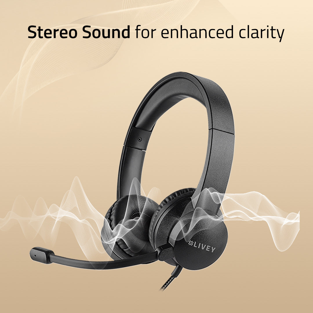 LIVEY 320DU Headset with Noise Canceling Mic & Stereo Sound