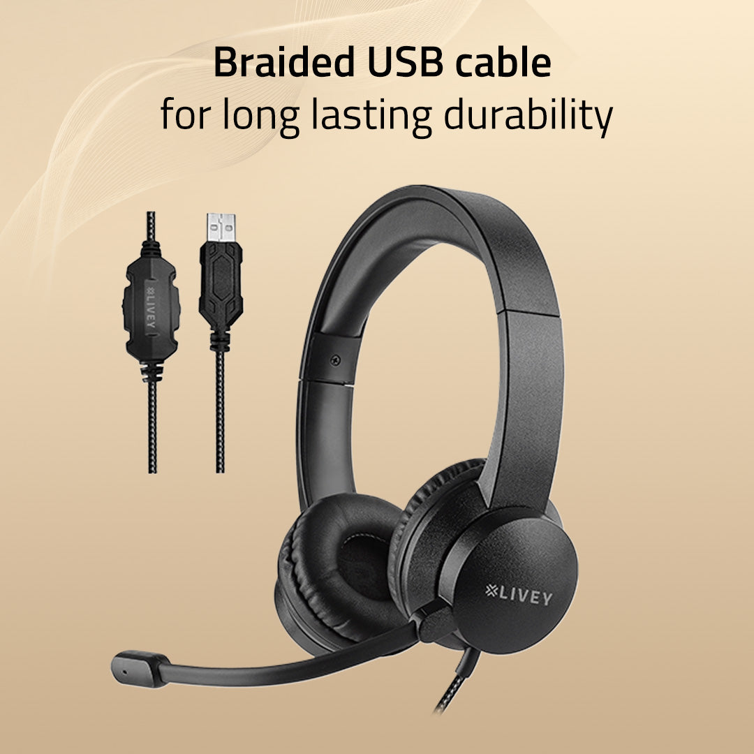 LIVEY 320DU Headset with Noise Canceling Mic & Stereo Sound