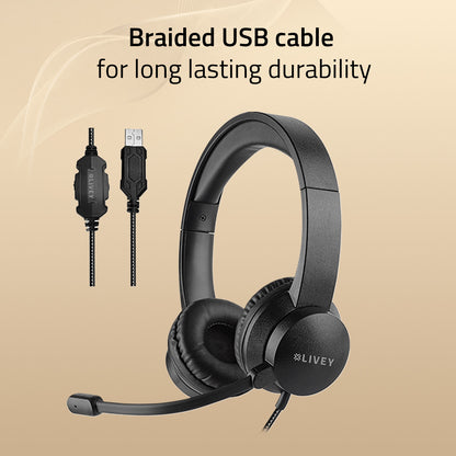 LIVEY 320DU Headset with Noise Canceling Mic & Stereo Sound