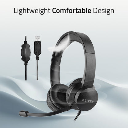 LIVEY 320DU Plus Headset with ENC Mic & Stereo Sound
