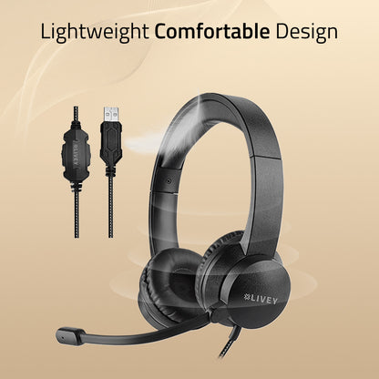 LIVEY 320DU Headset with Noise Canceling Mic & Stereo Sound
