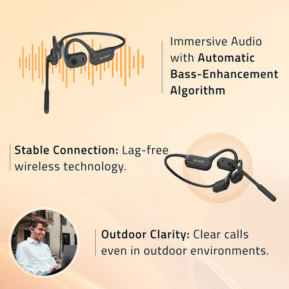 OpenEar 750BT Wireless Headset AI Environmental Noise Cancellation Algorithm, Engineered for All-Day Comfort