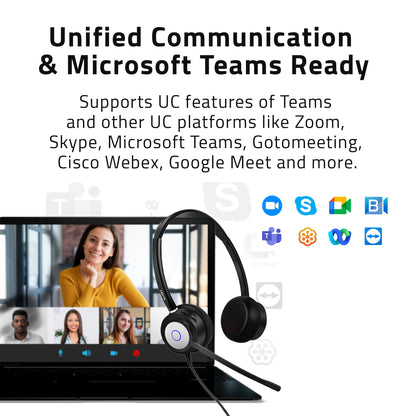 LIVEY 550DM AINC USB Headset, Optimized for MS Teams, UC Headset
